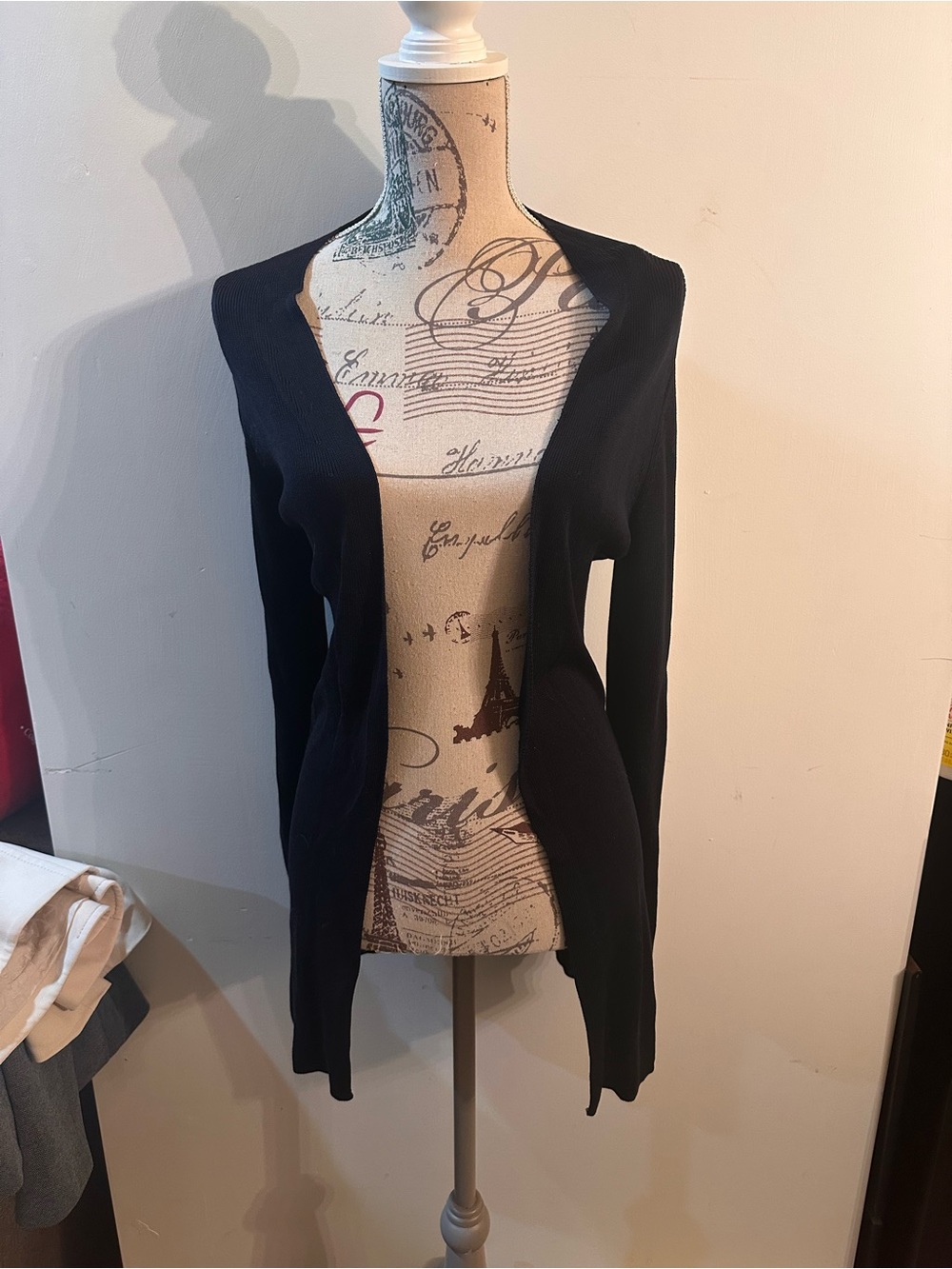 Classic Open-Front Black Cardigan